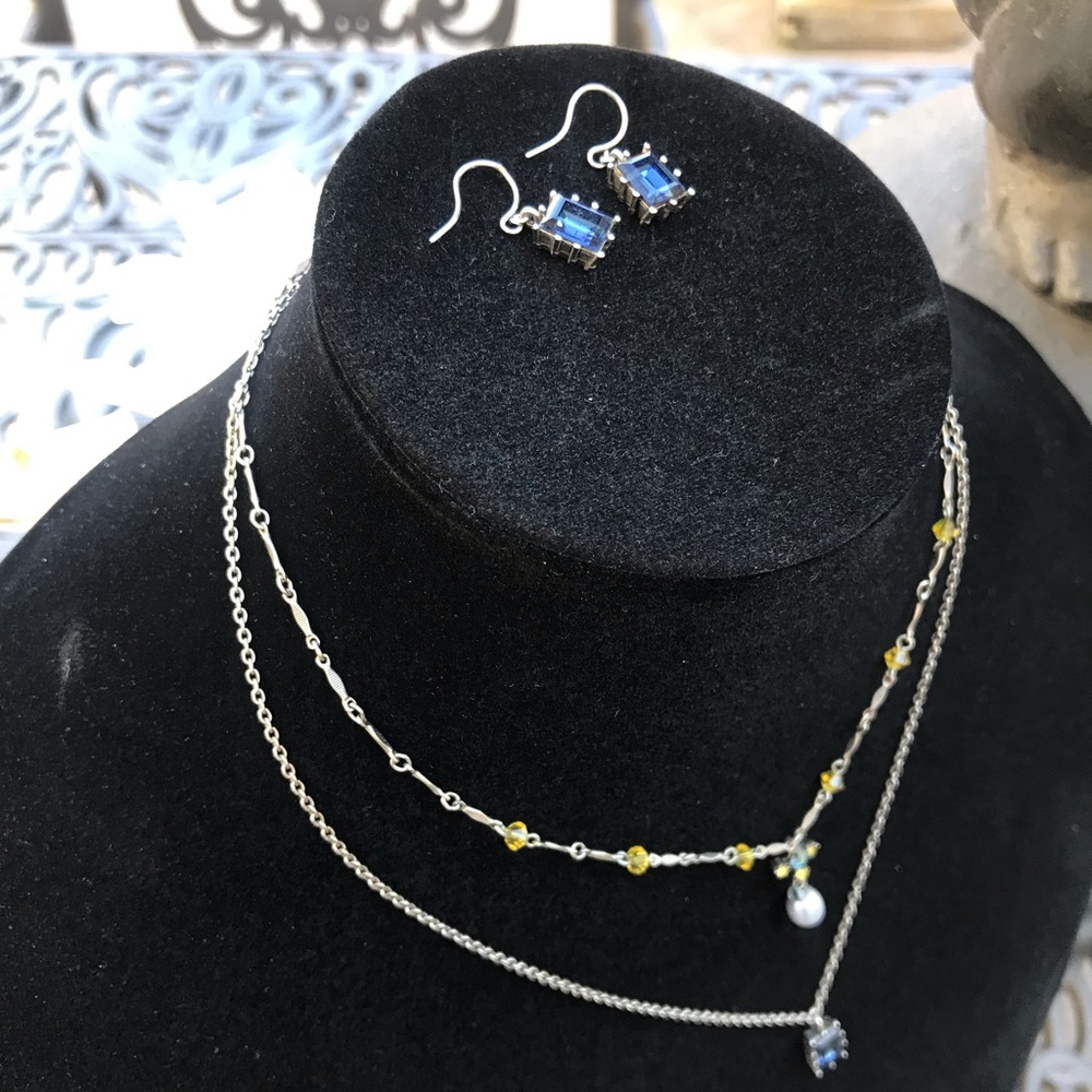 Vintage Y2K Gerard Yosca New York 2 Tiered Necklace matching earrings Set - Picture 7 of 12